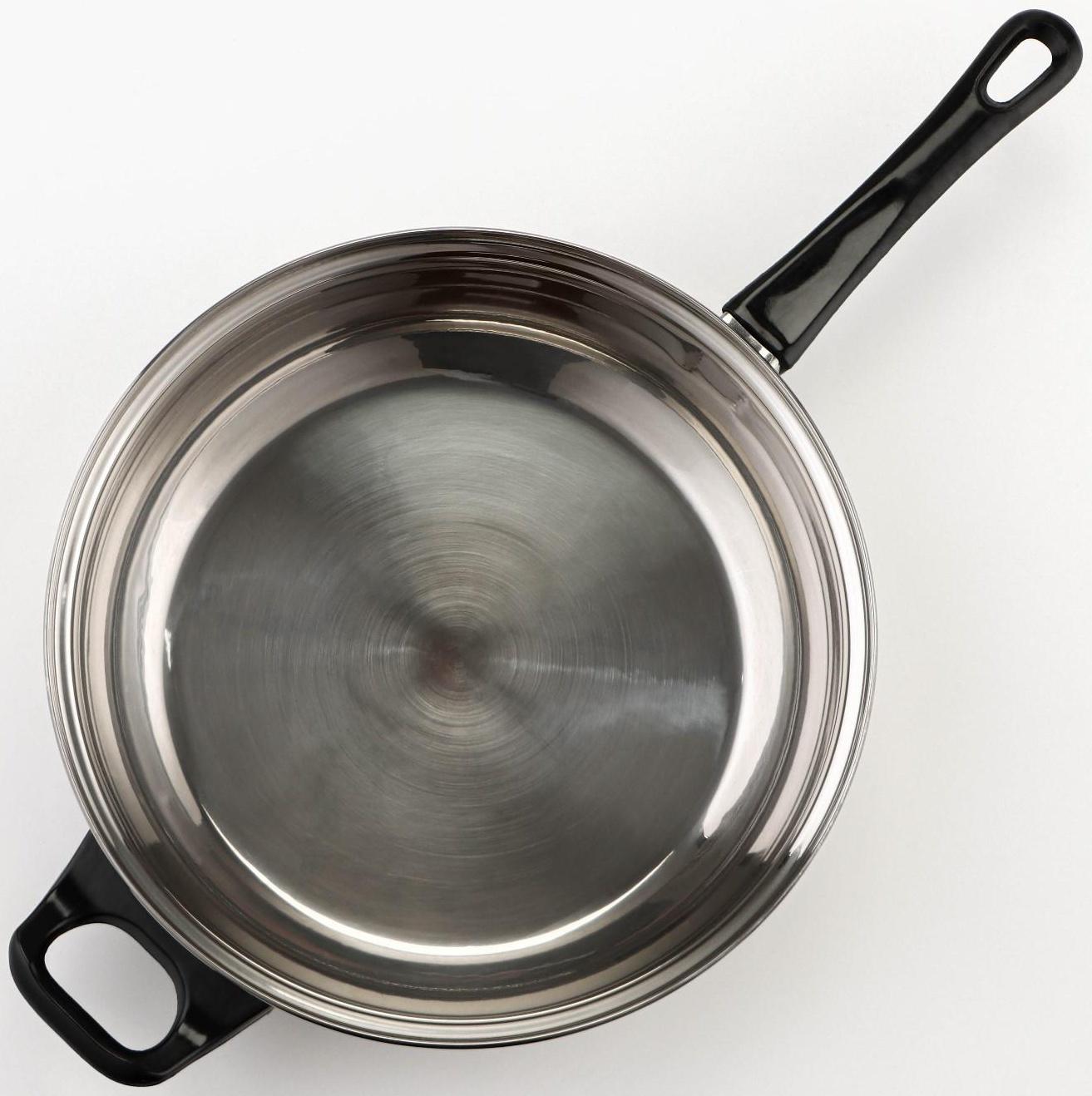 Набор посуды из нержавеющей стали «Чёрная ночь», 8 предметов: ковш 1,5 л, 2 кастрюли 2/3 л, сковорода d=24 см, крышки, стенки 0,3 мм, дно 5 мм