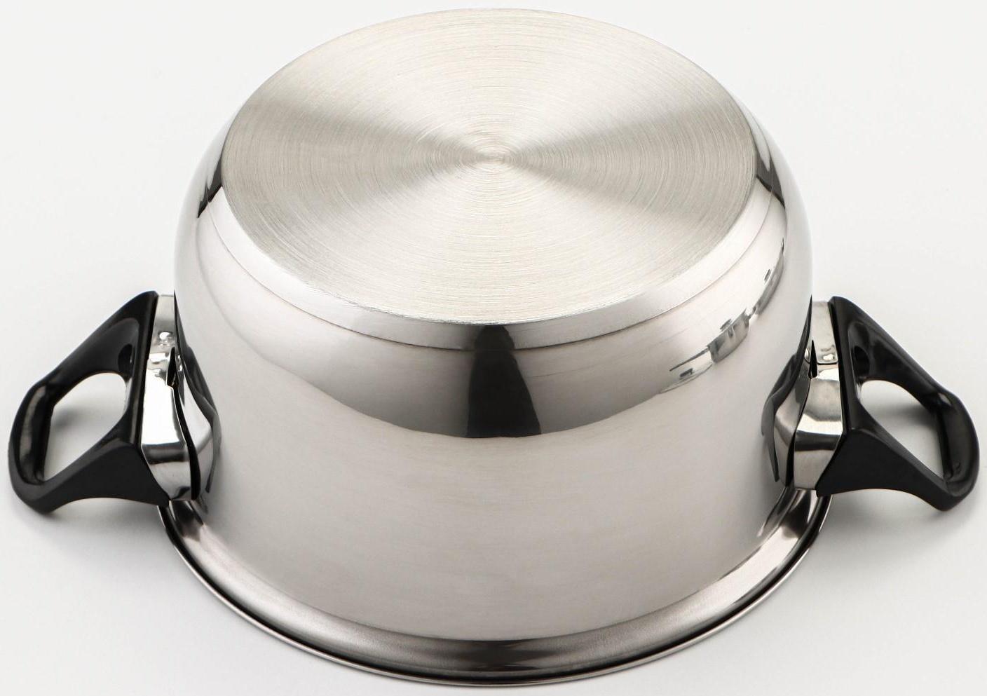 Набор посуды из нержавеющей стали «Чёрная ночь», 8 предметов: ковш 1,5 л, 2 кастрюли 2/3 л, сковорода d=24 см, крышки, стенки 0,3 мм, дно 5 мм