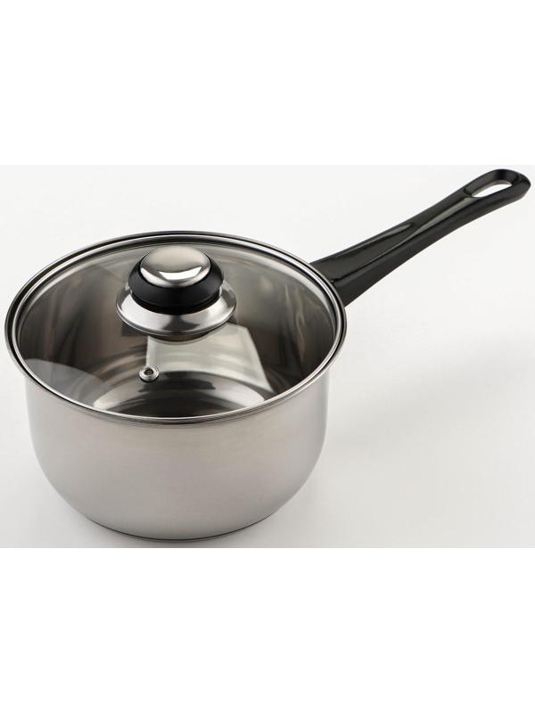 Набор посуды из нержавеющей стали «Чёрная ночь», 8 предметов: ковш 1,5 л, 2 кастрюли 2/3 л, сковорода d=24 см, крышки, стенки 0,3 мм, дно 5 мм