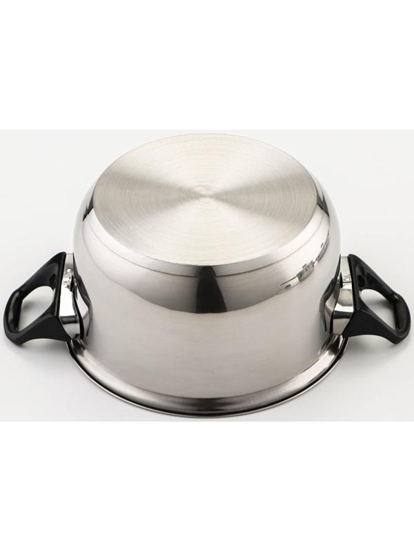 Набор посуды из нержавеющей стали «Чёрная ночь», 8 предметов: ковш 1,5 л, 2 кастрюли 2/3 л, сковорода d=24 см, крышки, стенки 0,3 мм, дно 5 мм