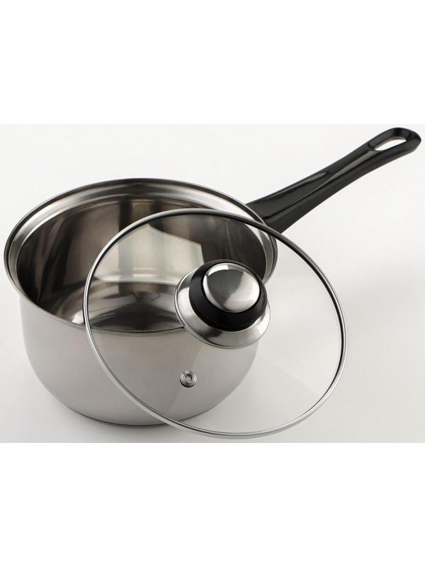 Набор посуды из нержавеющей стали «Чёрная ночь», 8 предметов: ковш 1,5 л, 2 кастрюли 2/3 л, сковорода d=24 см, крышки, стенки 0,3 мм, дно 5 мм