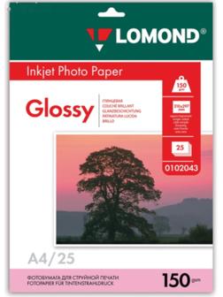 Фотобумага для струйной печати А4, 25 листов LOMOND, 150 г/м2, односторонняя, глянцевая (0102043)