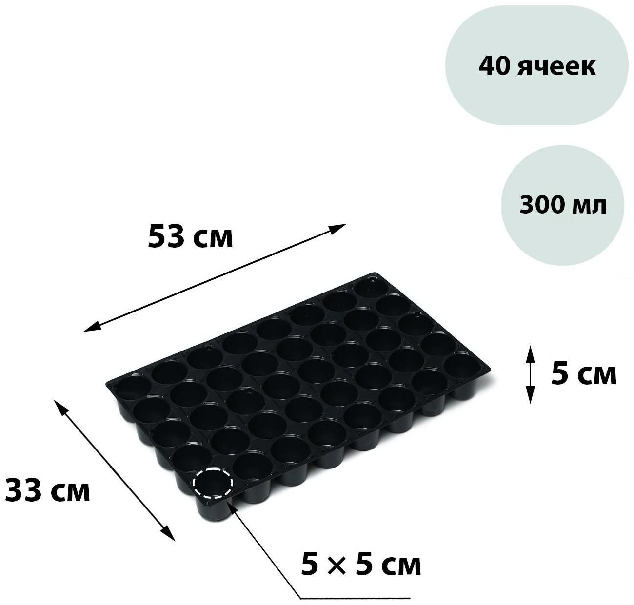 Кассета для рассады, 40 ячеек по 120 мл, чёрная, Greengo