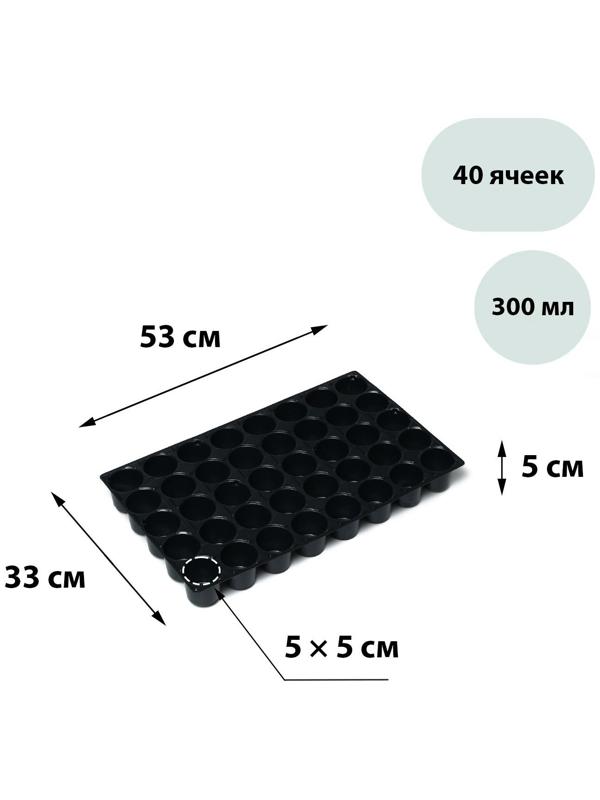 Кассета для рассады, 40 ячеек по 120 мл, чёрная, Greengo