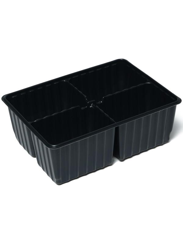 Кассета для рассады, 4 ячейки по 180 мл, набор 10 шт., чёрная, Greengo