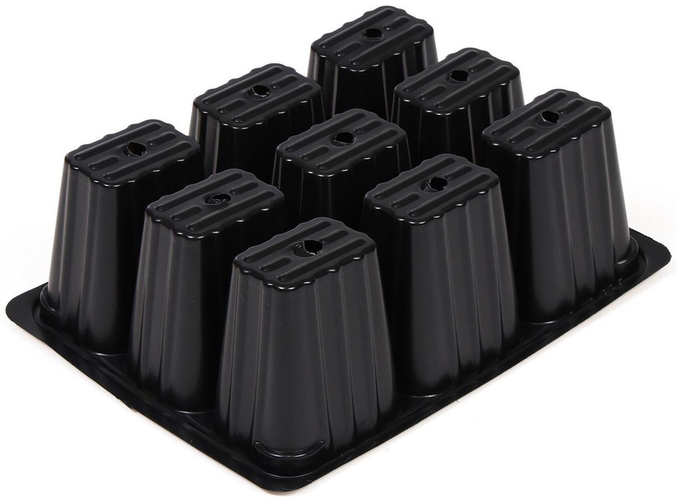 Кассета для рассады, 9 ячеек по 80 мл, набор 10 шт., чёрная, Greengo