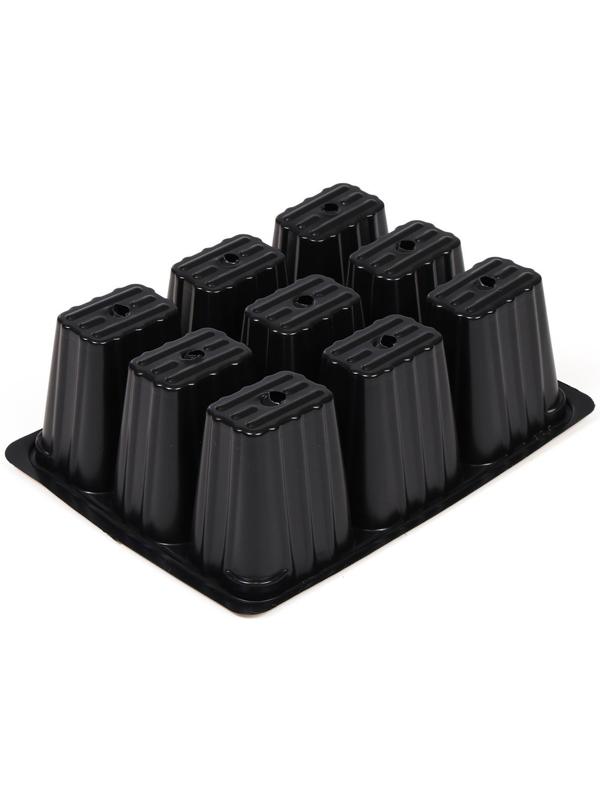 Кассета для рассады, 9 ячеек по 80 мл, набор 10 шт., чёрная, Greengo