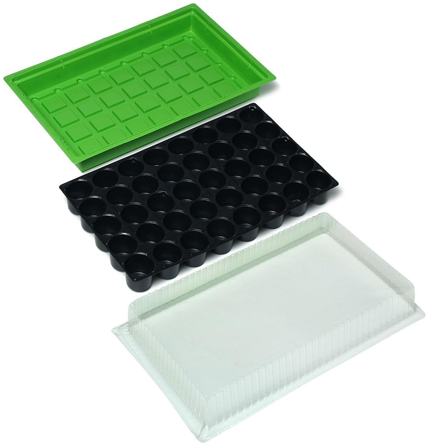 Мини-парник для рассады, 57 × 36 × 13.5 см, 1 вставка, 40 ячеек, Greengo