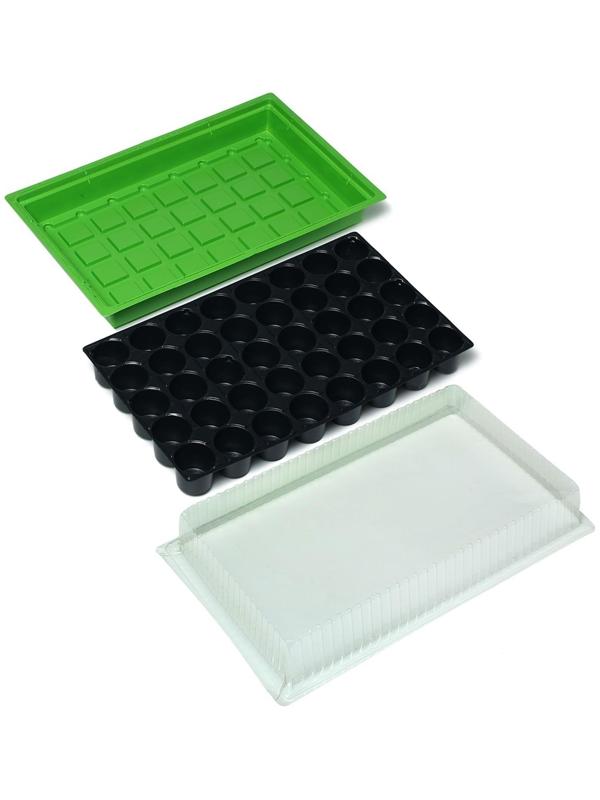 Мини-парник для рассады, 57 × 36 × 13.5 см, 1 вставка, 40 ячеек, Greengo