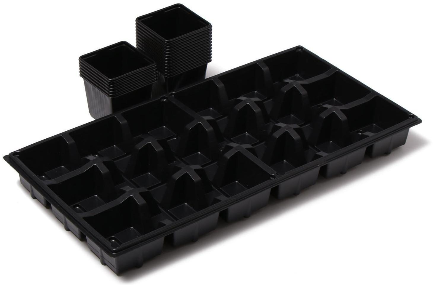 Набор для рассады: стаканы по 320 мл (18 шт.), поддон 51 × 26 см, Greengo