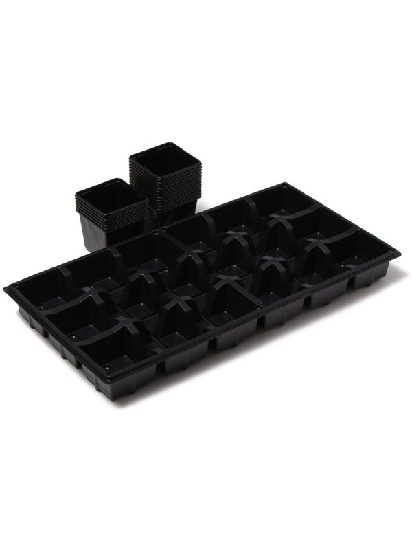 Набор для рассады: стаканы по 320 мл (18 шт.), поддон 51 × 26 см, Greengo