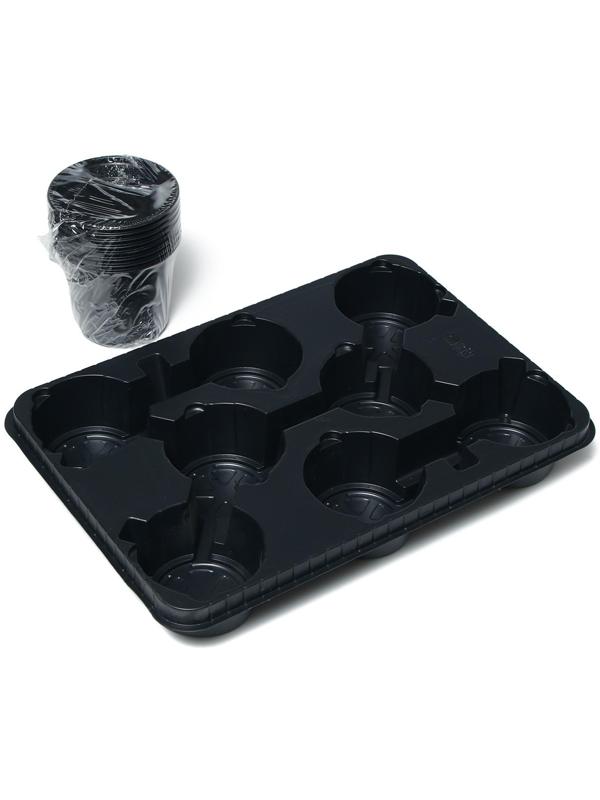 Набор для рассады: стаканы по 520 мл (8 шт.), поддон 40 × 30 см, чёрный, Greengo