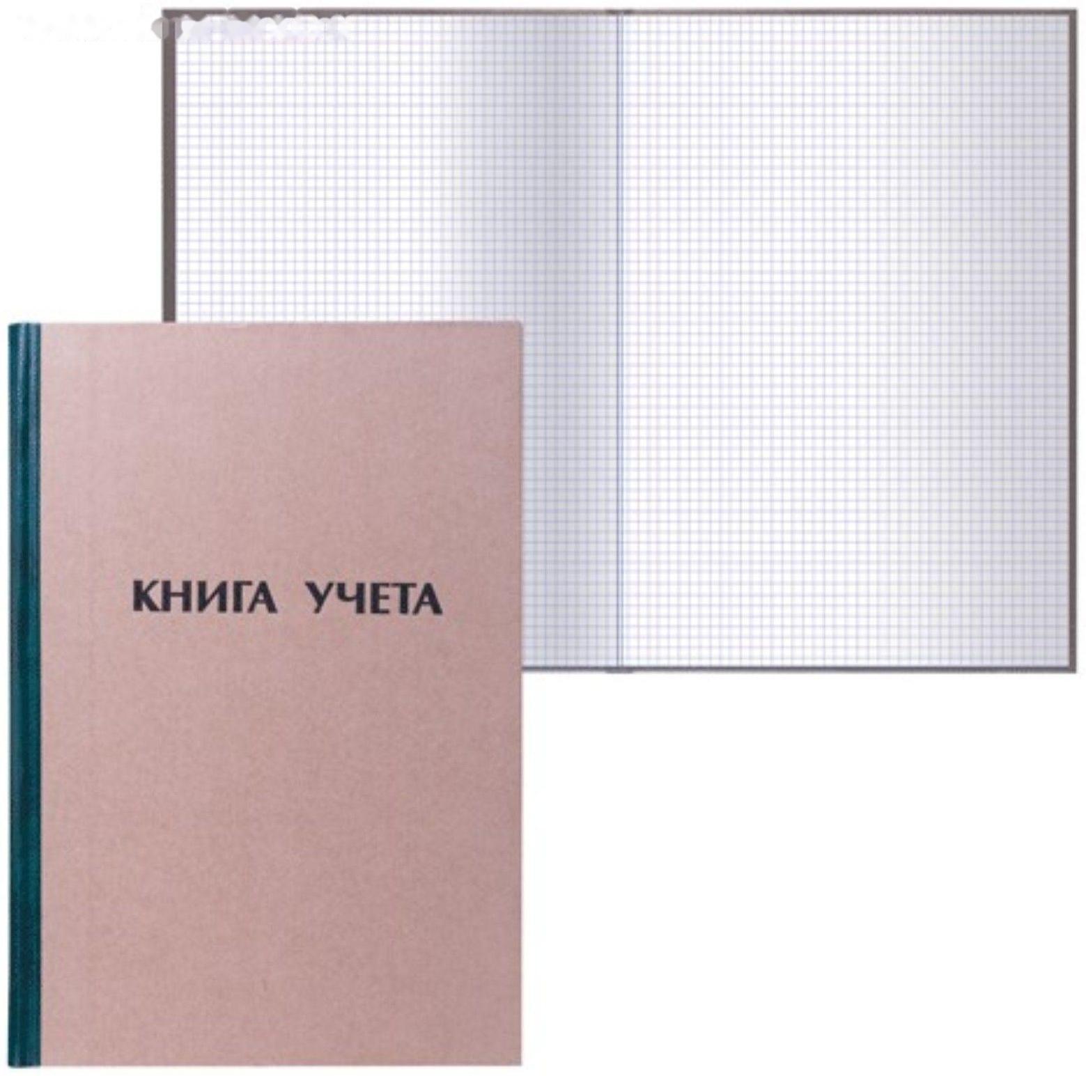 Книга учета А4, 96л 200x290 мм, клетка, обложка крафт, блок газетный