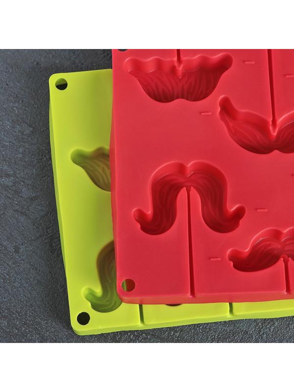 Форма для леденцов Доляна «Усы», 28,5×16×2 см, 10 ячеек, с палочками, цвет МИКС