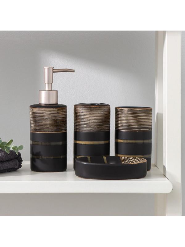 Набор аксессуаров для ванной комнаты Доляна «Классика», 4 предмета (дозатор 300 мл, мыльница, 2 стакана)