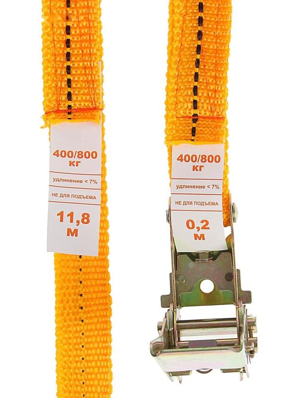 Стяжка груза с механизмом 110 мм, ширина ленты 25 мм, нагрузка 400/800 кг, длина 12 м