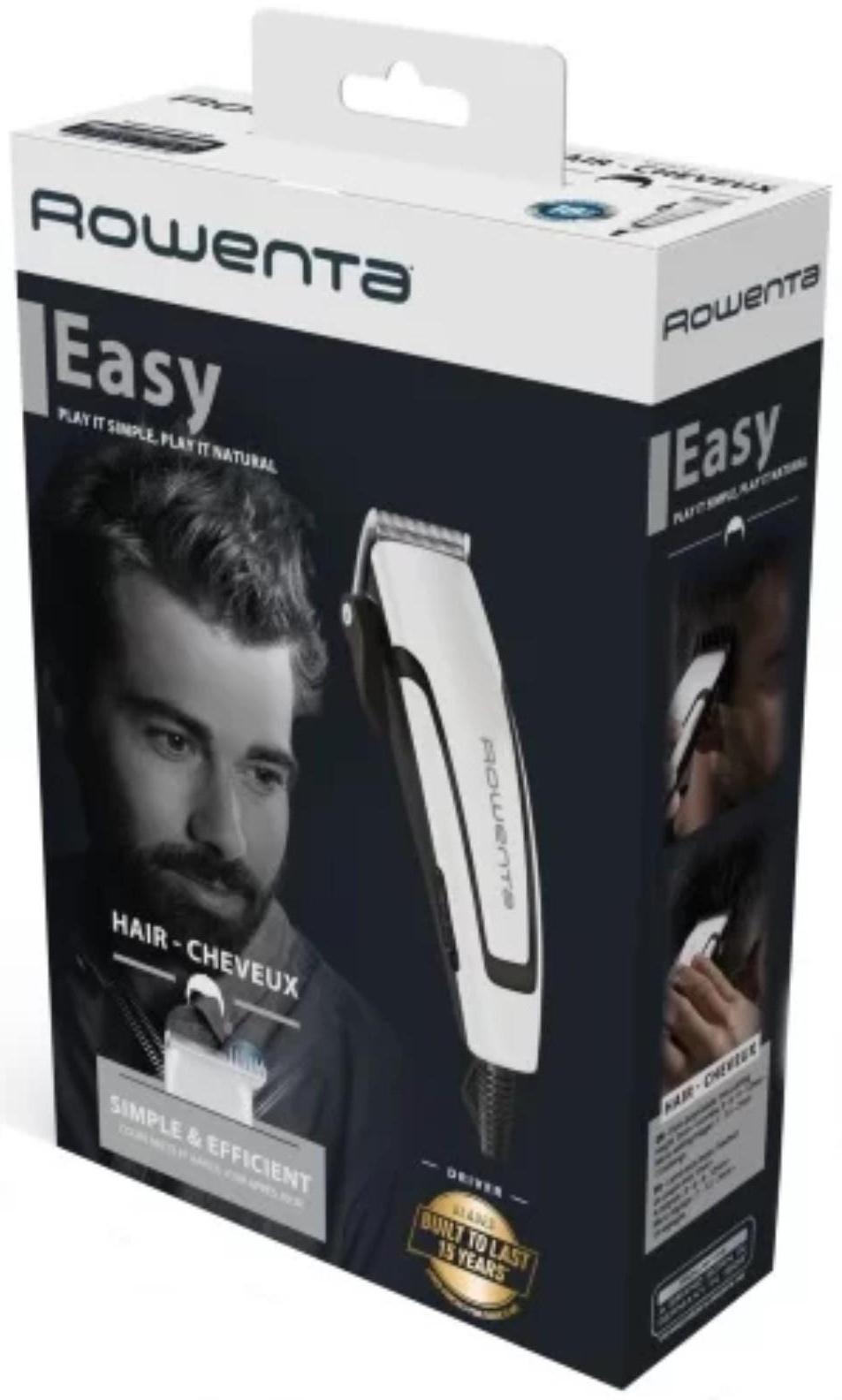 Машинка для стрижки Rowenta TN1601F1, 0.5-13 мм, 4 насадки, нерж. сталь, 220 В, бело-чёрная