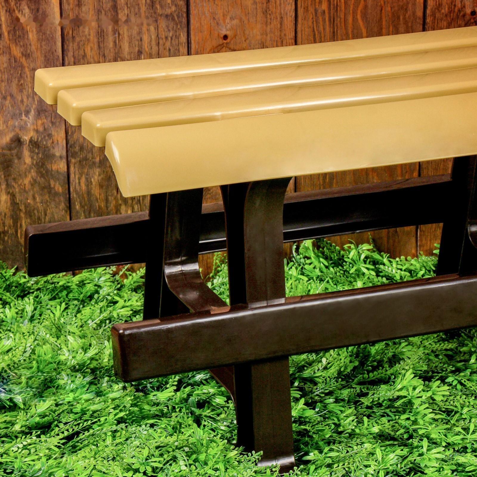 Скамья садовая, пластиковая 120 х 40 х 42 см, без спинки, беж.-корич