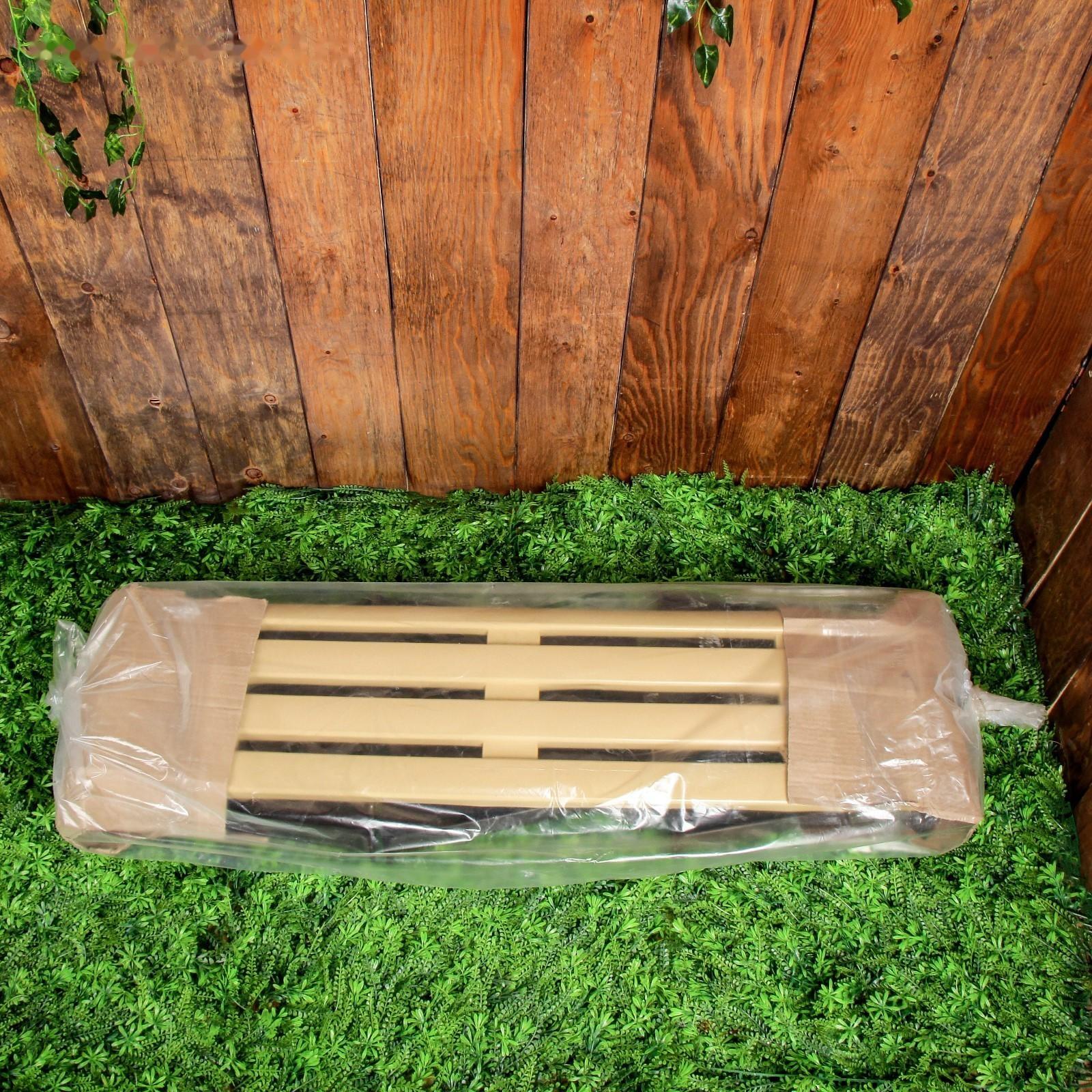 Скамья садовая, пластиковая 120 х 40 х 42 см, без спинки, беж.-корич