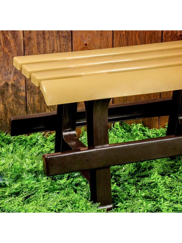 Скамья садовая, пластиковая 120 х 40 х 42 см, без спинки, беж.-корич