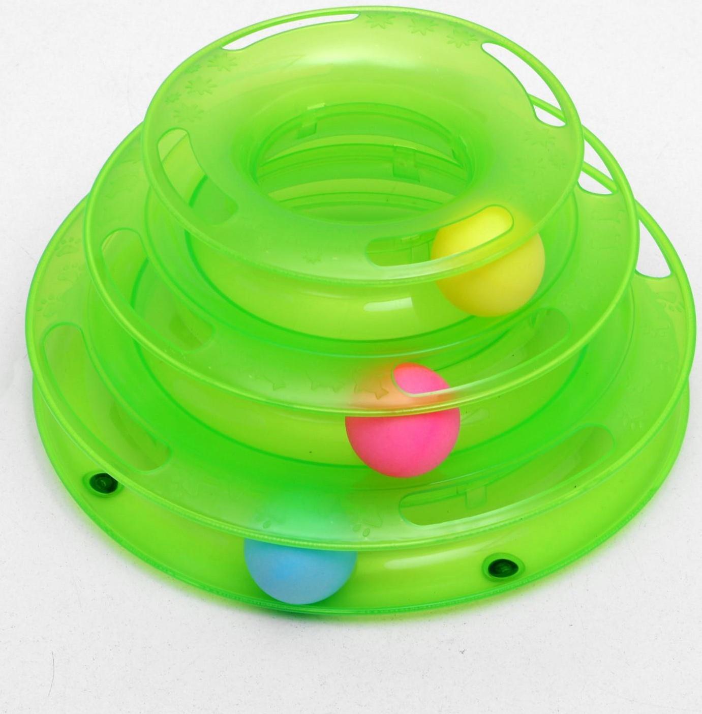 Игровой комплекс для кошек с 3 шариками, 24,5 х 24,5 х 13 см, картонная коробка, микс цветов