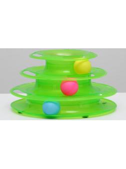 Игровой комплекс для кошек с 3 шариками, 24,5 х 24,5 х 13 см, картонная коробка, микс цветов