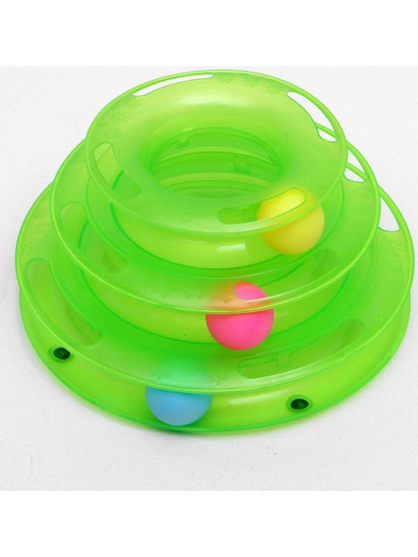 Игровой комплекс для кошек с 3 шариками, 24,5 х 24,5 х 13 см, картонная коробка, микс цветов