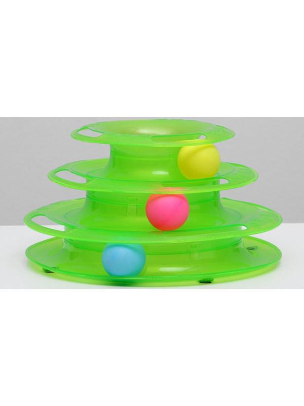 Игровой комплекс для кошек с 3 шариками, 24,5 х 24,5 х 13 см, картонная коробка, микс цветов