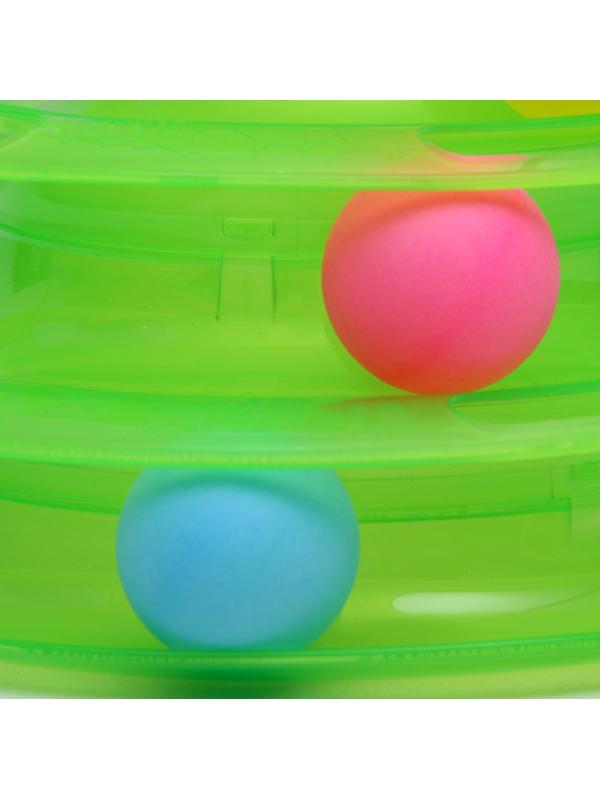 Игровой комплекс для кошек с 3 шариками, 24,5 х 24,5 х 13 см, картонная коробка, микс цветов