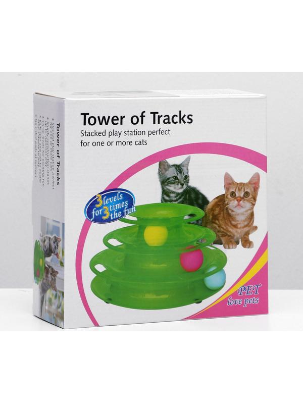 Игровой комплекс для кошек с 3 шариками, 24,5 х 24,5 х 13 см, картонная коробка, микс цветов