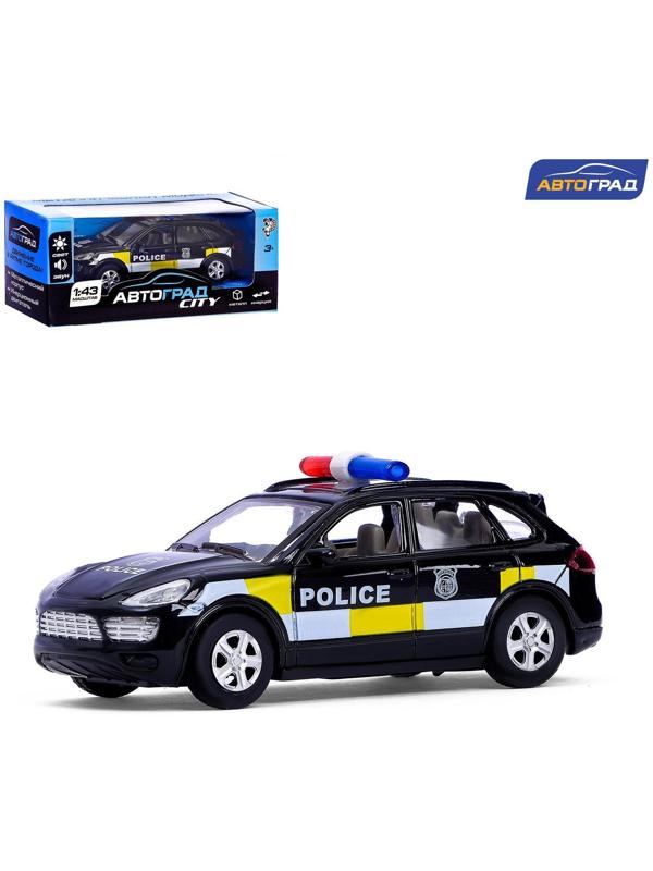 Машина металлическая «Полицейский джип», инерционная, свет и звук, масштаб 1:43