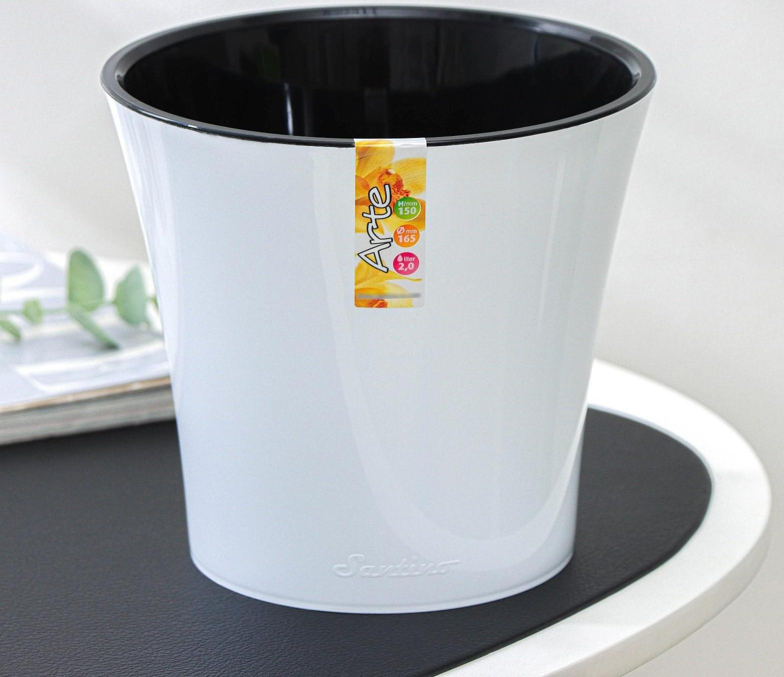 Кашпо для цветов со вставкой «Арте», 2 л, цвет бело-чёрный