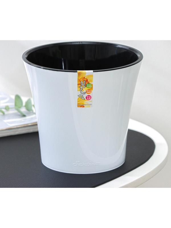 Кашпо для цветов со вставкой «Арте», 2 л, цвет бело-чёрный