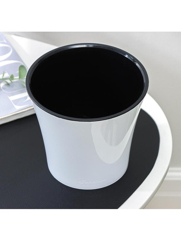 Кашпо для цветов со вставкой «Арте», 2 л, цвет бело-чёрный