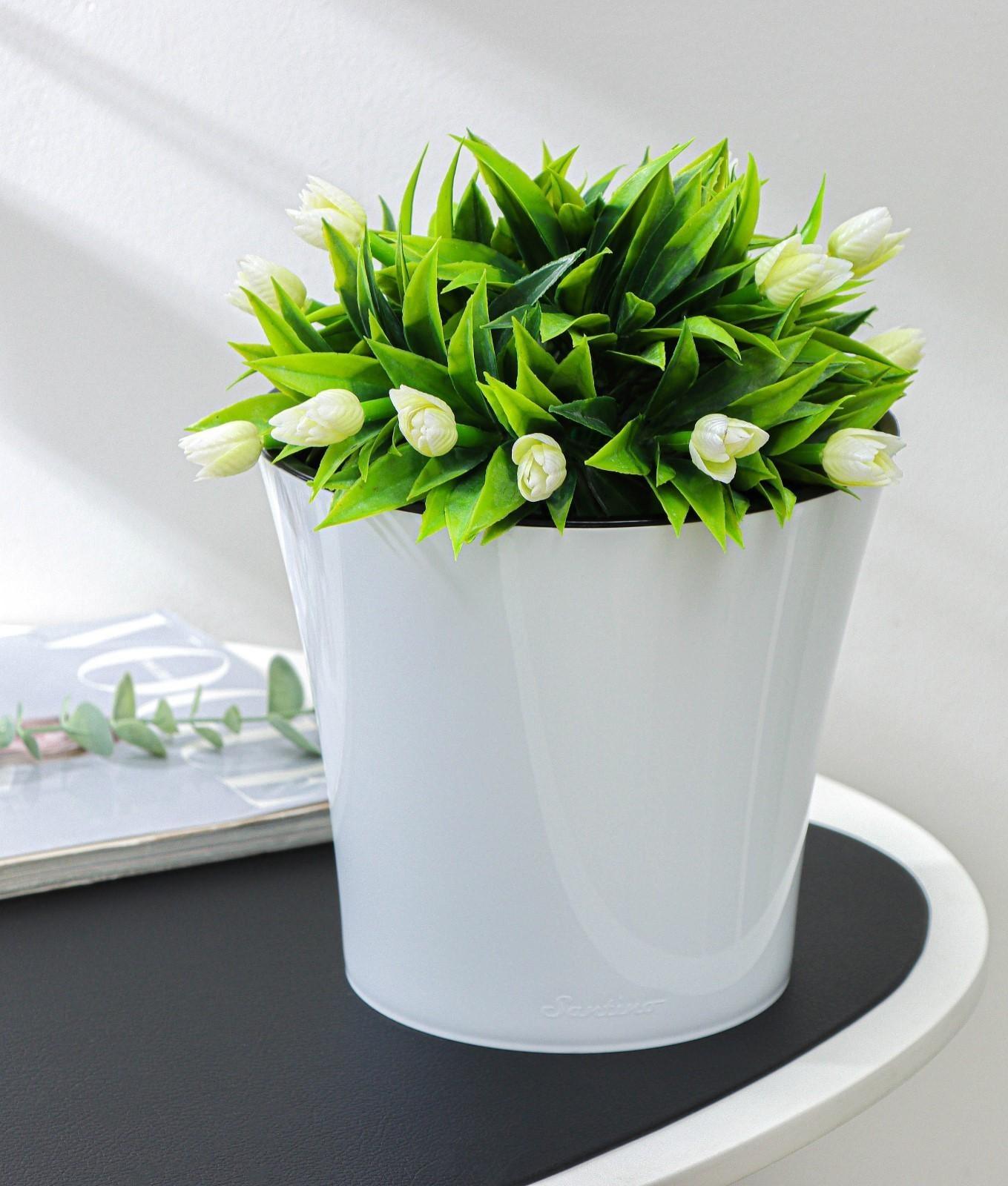 Кашпо для цветов со вставкой «Арте», 3,5 л, цвет бело-чёрный