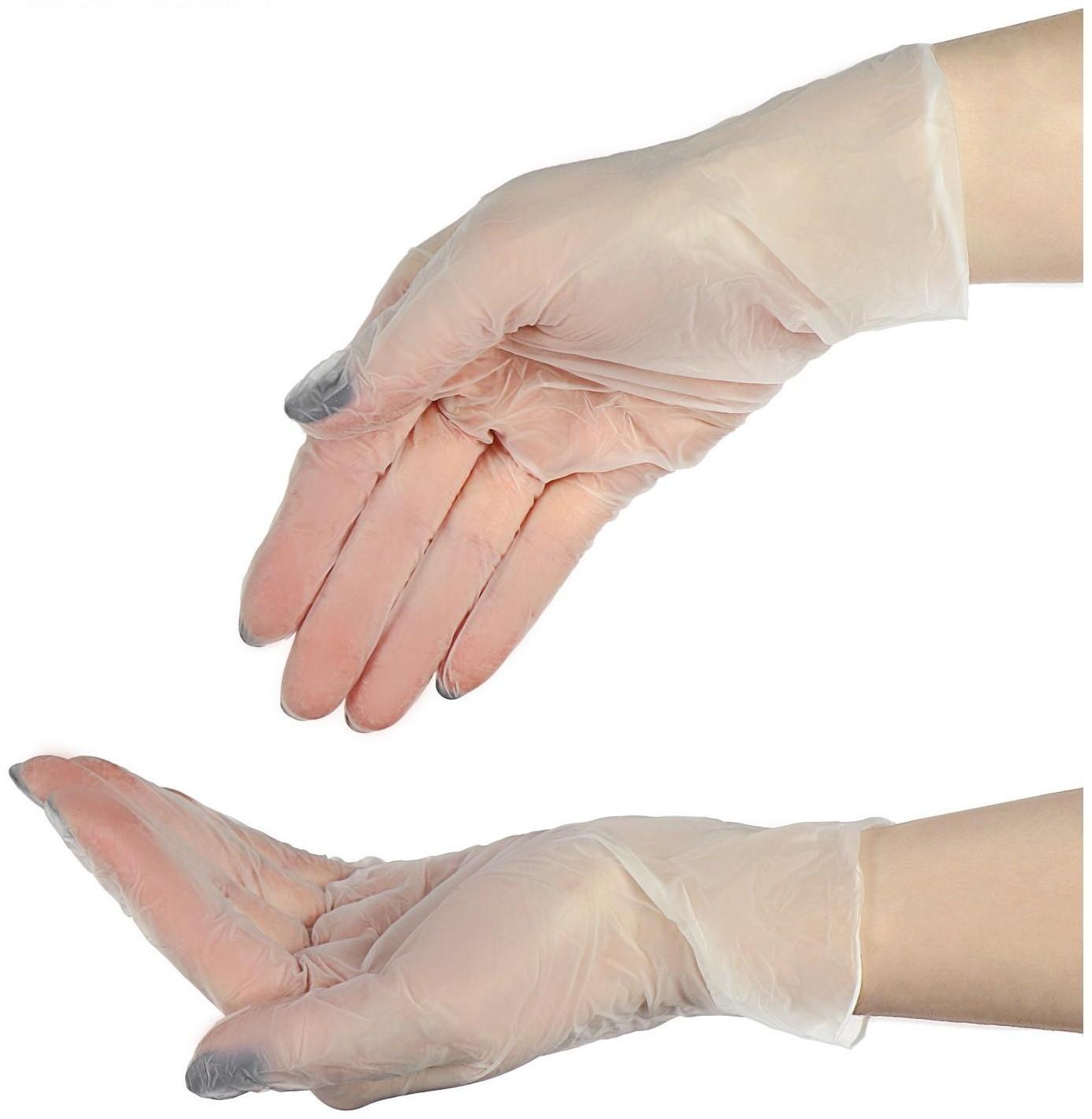 Перчатки виниловые, неопудренные, нестерильные, размер M, 50 пар, прозрачные