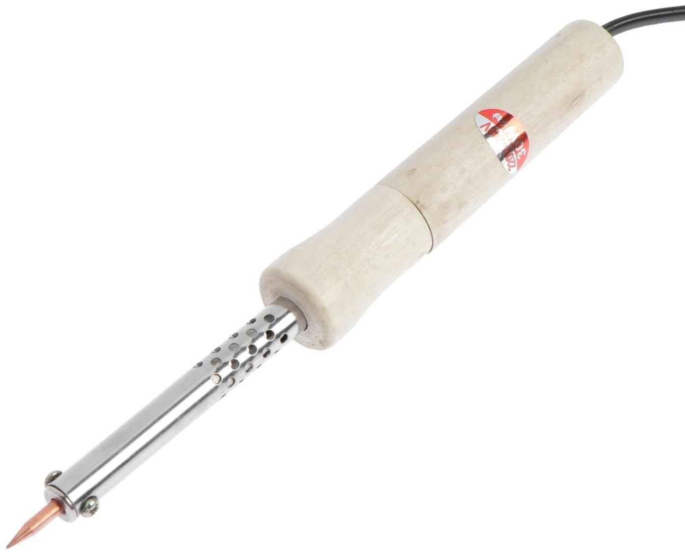 Паяльник ТУНДРА, деревянная рукоятка, 30 Вт, 220 В