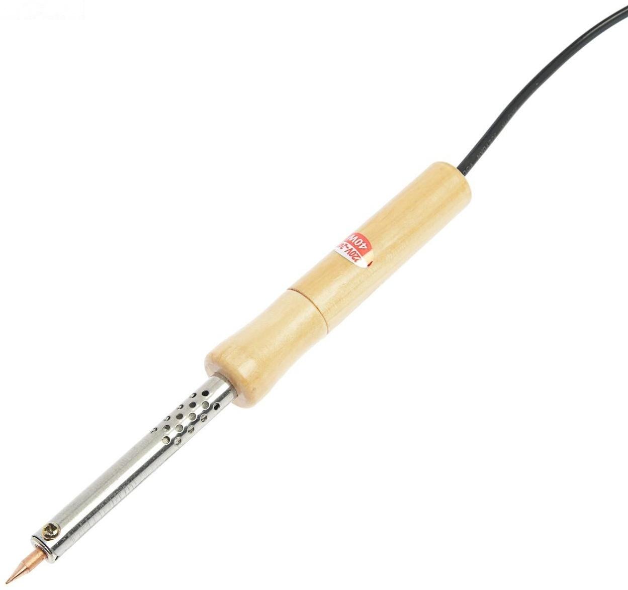 Паяльник ТУНДРА, деревянная рукоятка, 40 Вт, 220 В