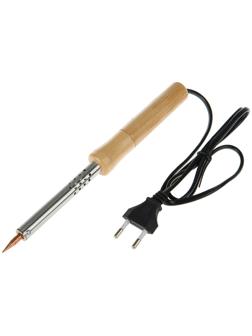 Паяльник ТУНДРА, деревянная рукоятка, 60 Вт, 220 В