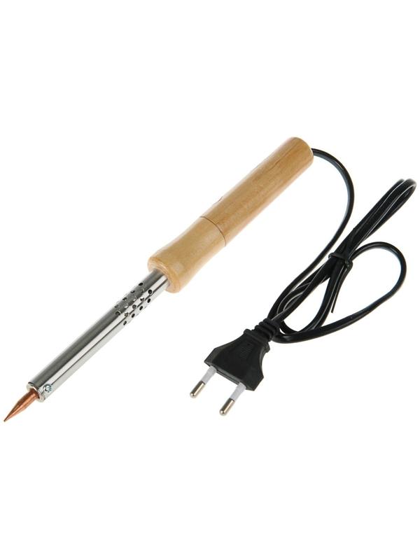 Паяльник ТУНДРА, деревянная рукоятка, 60 Вт, 220 В