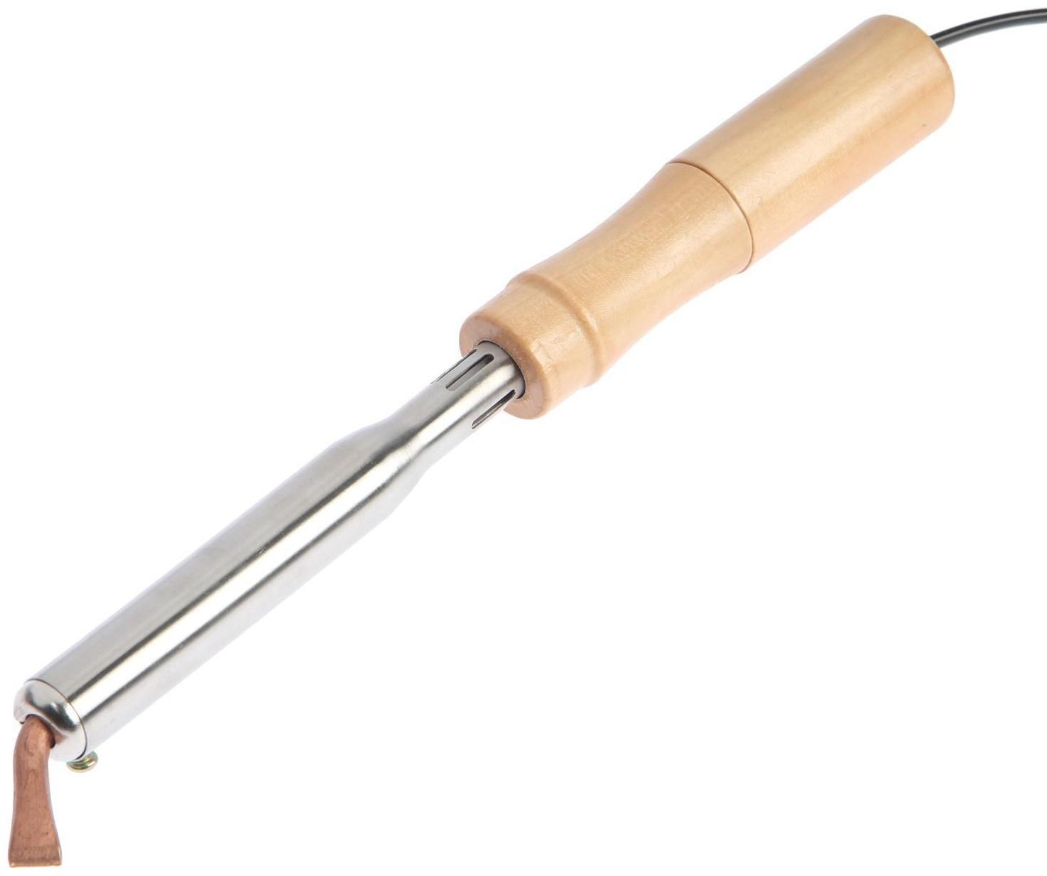 Паяльник ТУНДРА, деревянная рукоятка, плоское медное жало, 75 Вт, 220 В