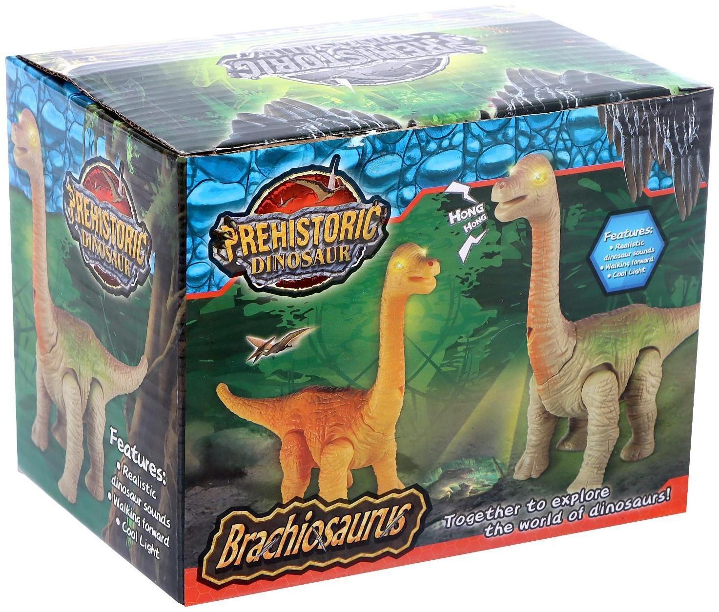 Динозавр «Брахиозавр травоядный», работает от батареек, с проектором, цвет МИКС