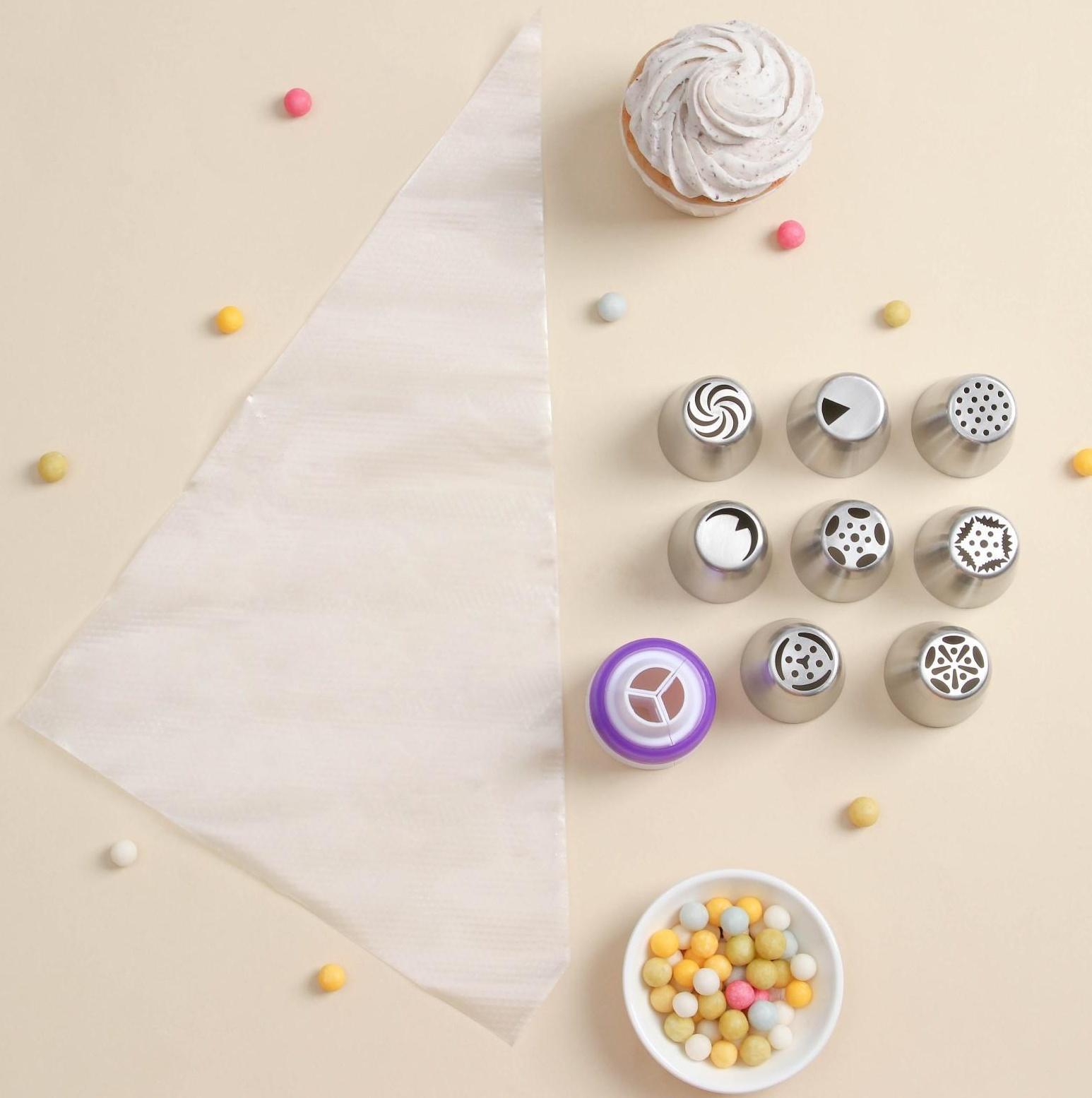 Набор кондитерских насадок с адаптером d=4 см, высота насадки 4 см, 8 шт, насадки МИКС