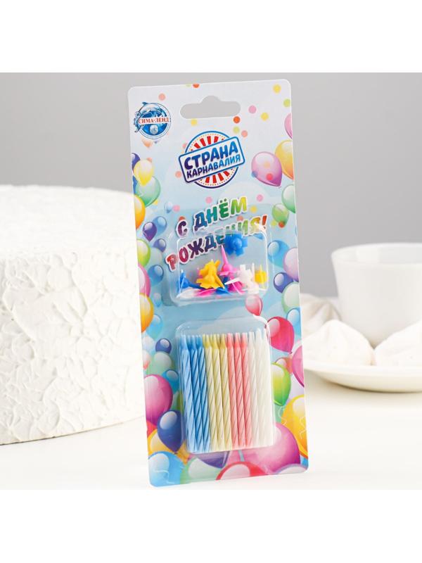 Свечи для торта «Спираль», 5 см, набор: 24 шт и 12 подставок