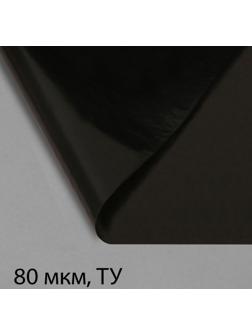 Плёнка полиэтиленовая, техническая, толщина 80 мкм, 10 × 3 м, рукав (2 × 1,5 м), чёрная, 2 сорт, Эконом 50 %