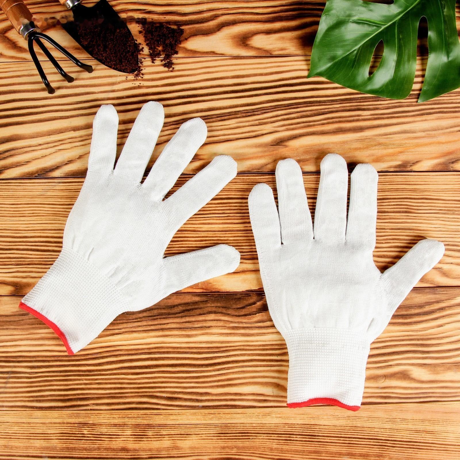 Перчатки нейлоновые, без покрытия, белые, Greengo