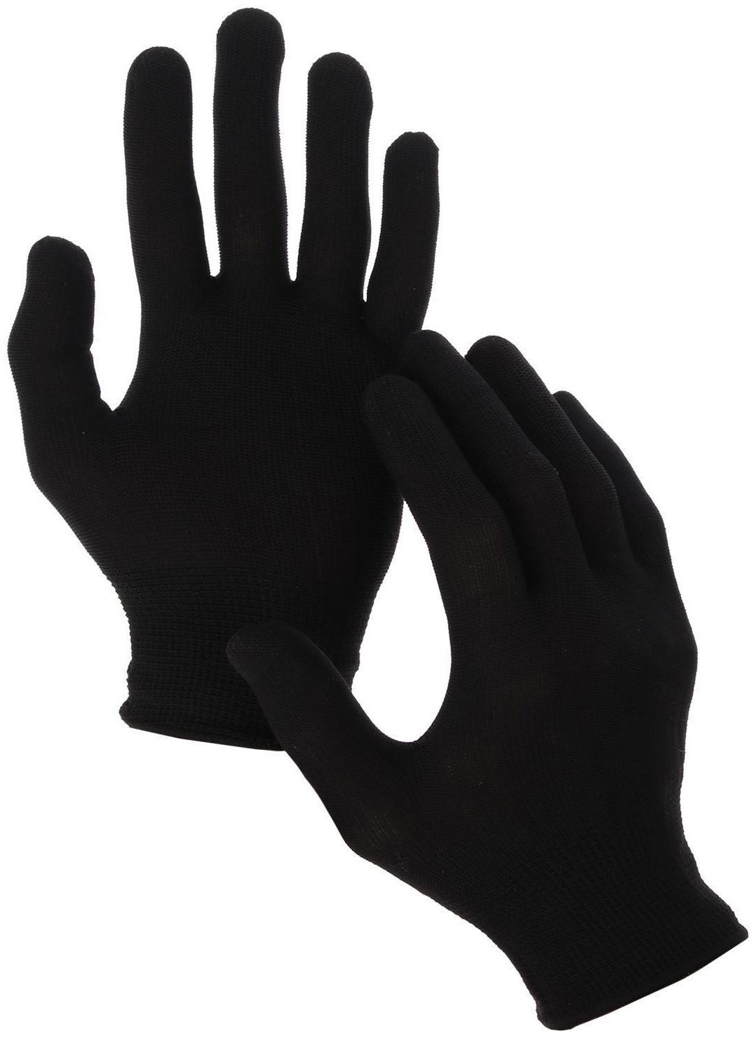 Перчатки нейлоновые, без покрытия, размер 8, чёрные, Greengo