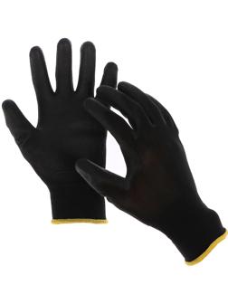 Перчатки нейлоновые, с латексной пропиткой, размер 8, чёрные