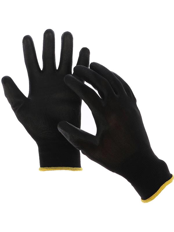 Перчатки нейлоновые, с латексной пропиткой, размер 8, чёрные