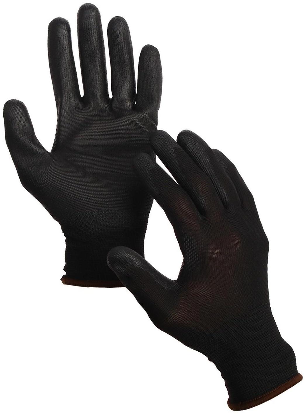 Перчатки нейлоновые, с латексной пропиткой, размер 9, чёрные